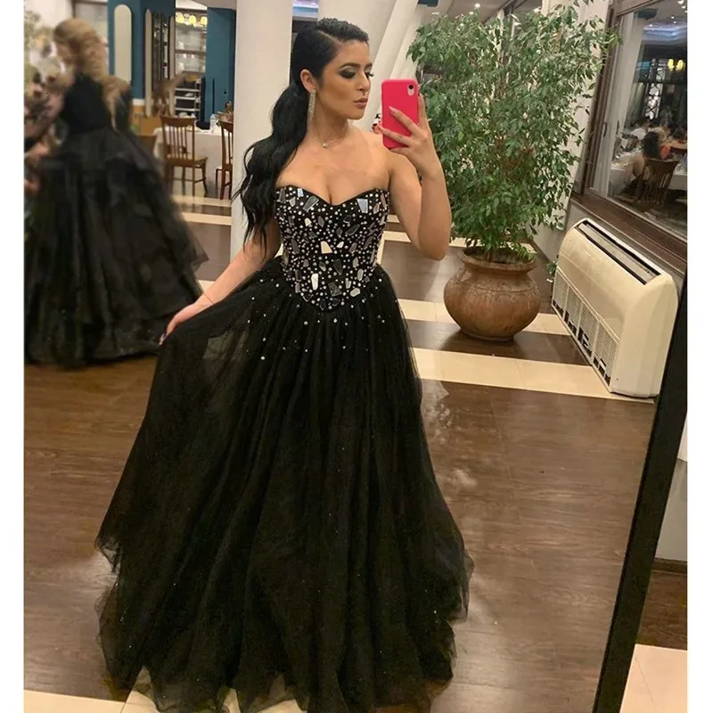Black-A-Line-Tulle-Prom-Dress-2020-Long-Evening-Gowns-Sweetheart-Sleeveless-Sexy-Backless-Beading-Crystal