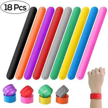 

18Pcs Slap Bracelets Novelty Toy Soft & Safe Silica Gel Colorful Slap Bracelet Party Favors for Children Boys Kids Girls