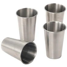 ABUI-нержавеющая сталь 16 унций Пивная кружка чашка сопроводительная чашка стекируемая Питьевая чашка подходит для детей и взрослых 4 шт набор(16 унций