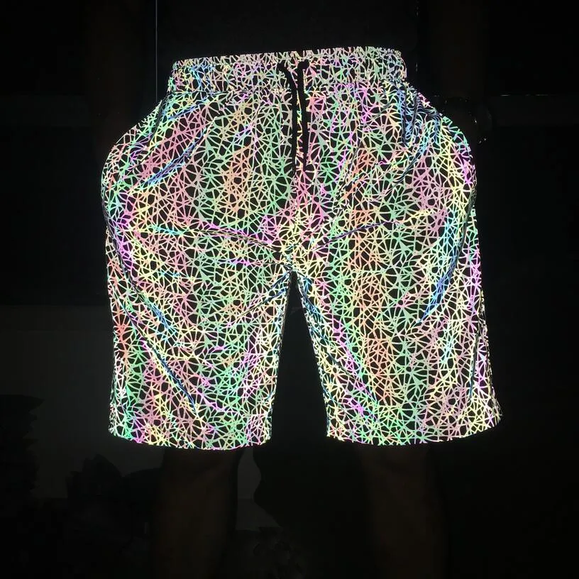 Новинка года; цветные светоотражающие шорты с принтом; молодежные Светоотражающие Брюки; пять минут