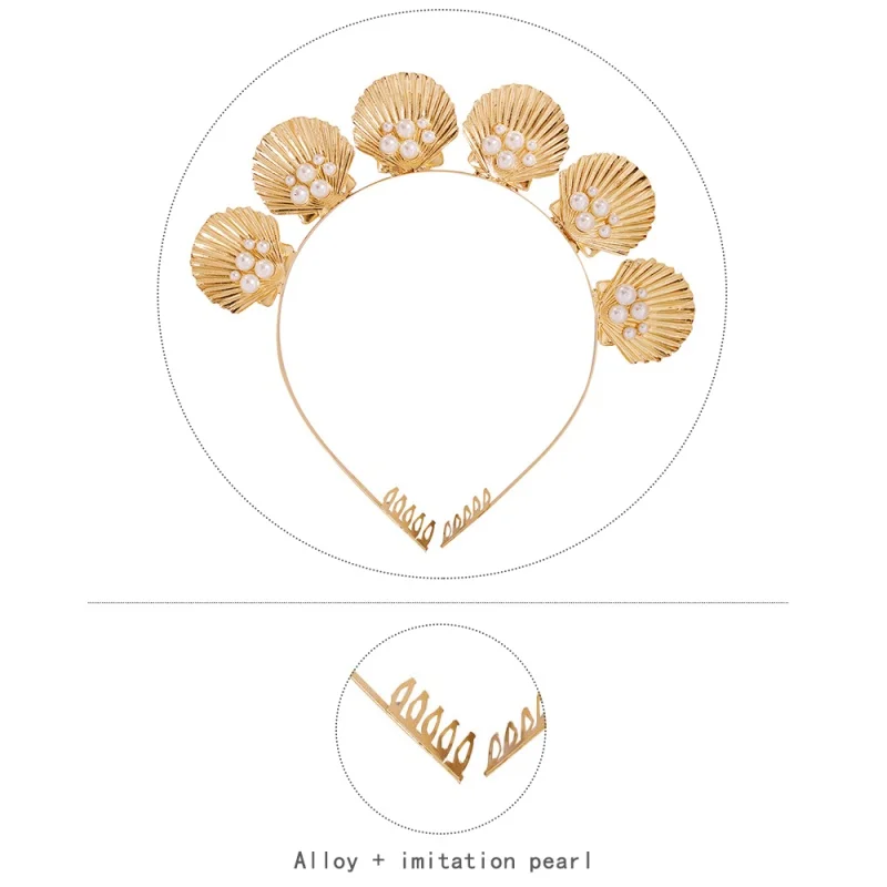 Женские ободки для волос с искусственным жемчугом в виде морской раковины, богемные заколки для волос в виде морской звезды, женские золотые аксессуары для волос, подарки F07461