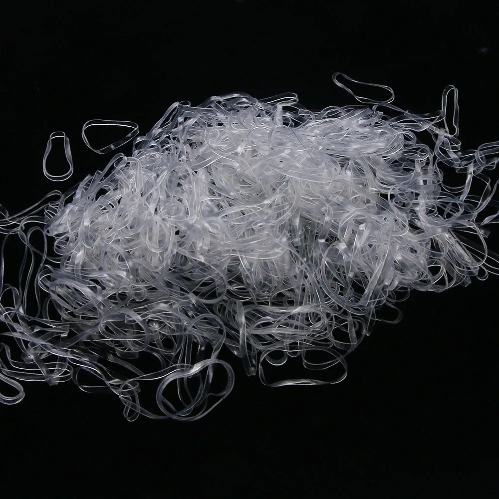 White 1mm Hair Rubber Cord Rubber Band Transparent Clear Ponytail Holder Elastic Rubber Hair Rope 500 Pcs/bag