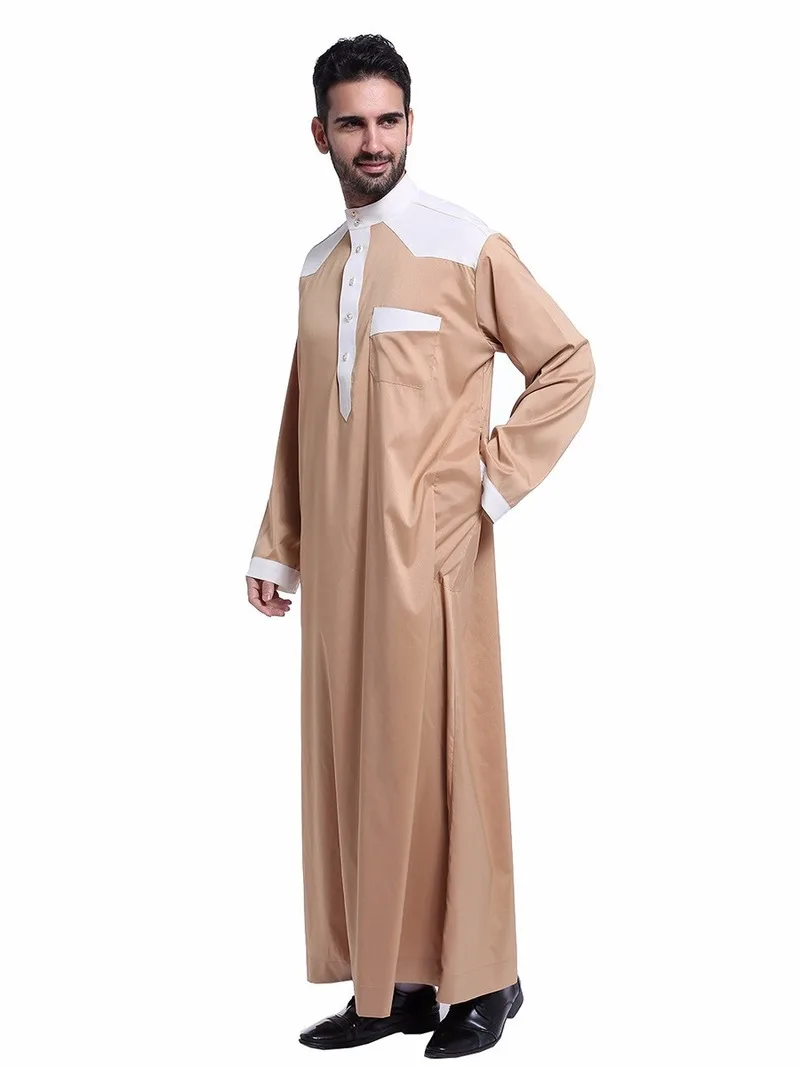 Islamic Clothing Men Navy Blue Jubba Thobe Muslim Arab Men's Kaftan Garment Abaya Pakistan Saudi Arabia Costume Uomo Qatar Oman |