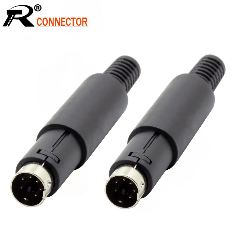 6 Pin Mini DIN Mini-DIN Male Plug S-video Connector Adapter With Plastic Handle 