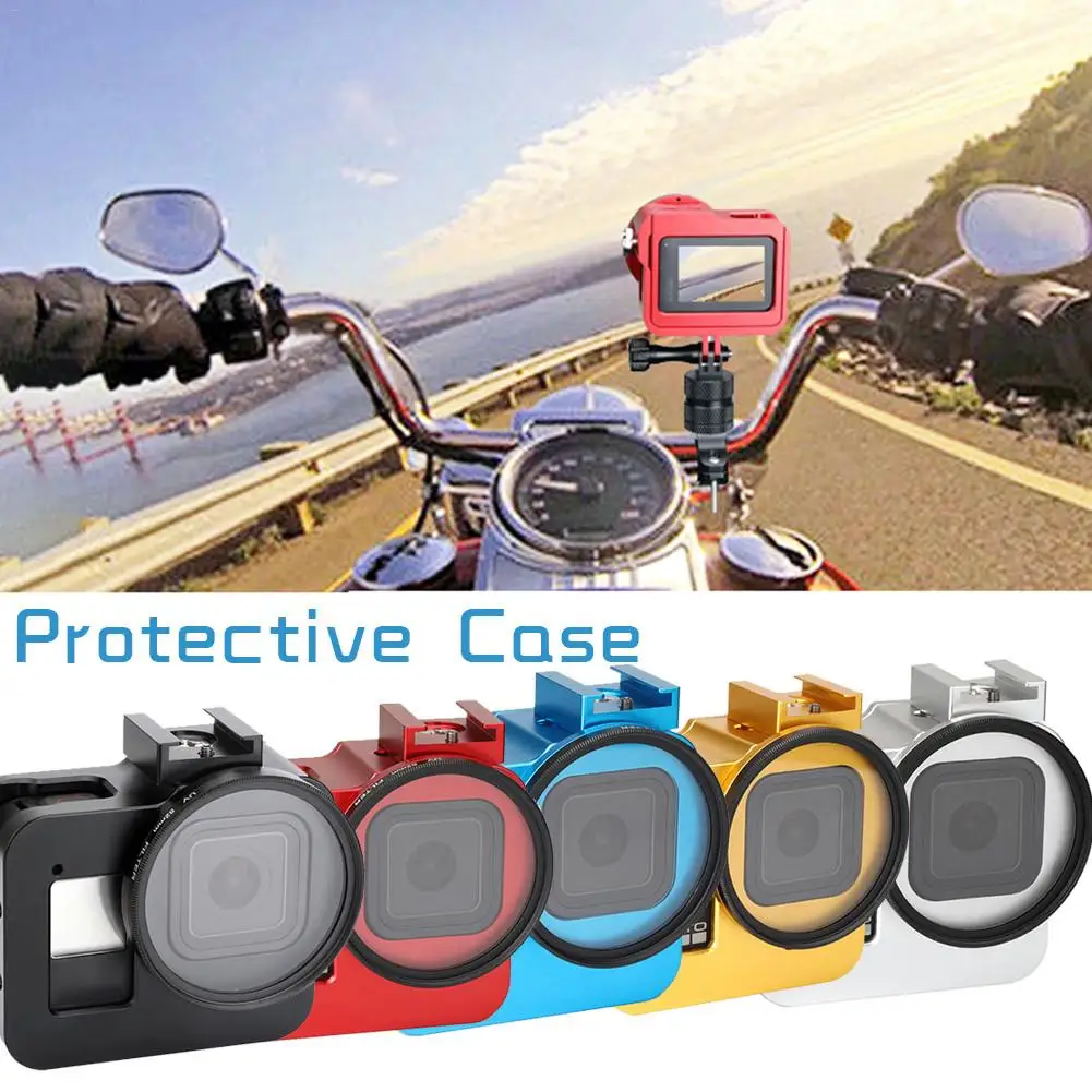 The Latest  Metal Frame Protective Case Set For GoPro 8 Sports Camera Shell 52MM UV Filter Aluminum Alloy Rabbi 