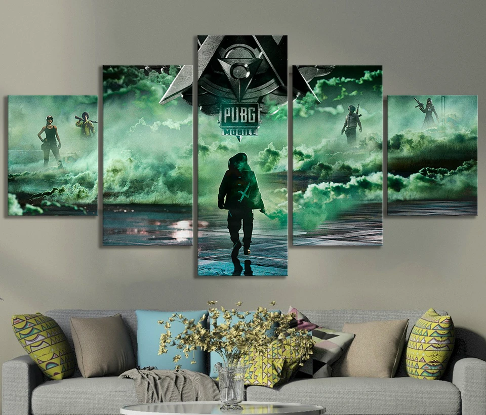 5pcs Pubg Mobile Game Poster Wall Art Decor Modular Picture Gamer Canvas Paintings For Living Room Decoration Posters And Prints (1)