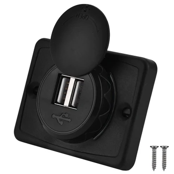

Waterproof USB Chargers 3.1A Car Dual Black ABS USB Port Charger Socket Outlet 12V LED