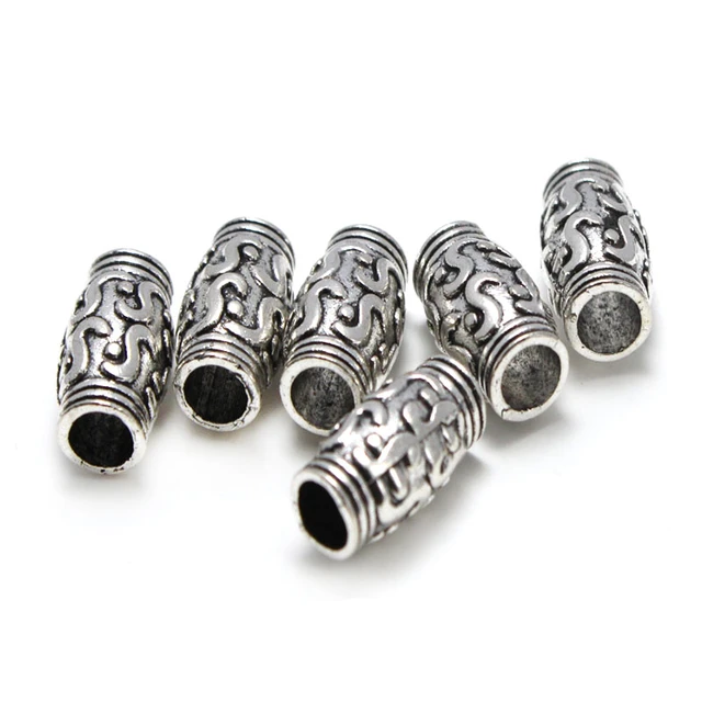 20pcs/lot Tibetan Silver Tube Metal Small Hole Loose Spacer Beads