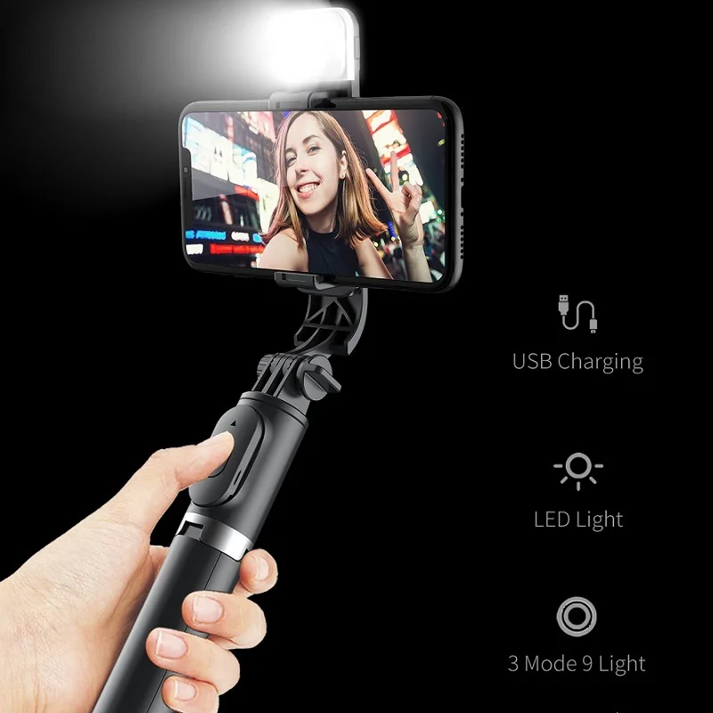 Wireless Bluetooth-compatible Selfie Stick Tripod cb5feb1b7314637725a2e7: Q02 black|Q02 white|Q02S black|Q02S white