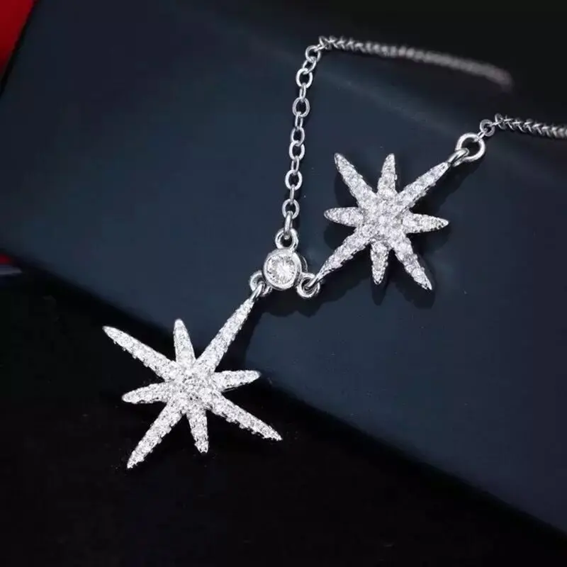 

925 Sterling Cool Anklet Elegant Snowflake Diamond Set Fine Silver Anklet Korean-style Fashion Silver Accessories