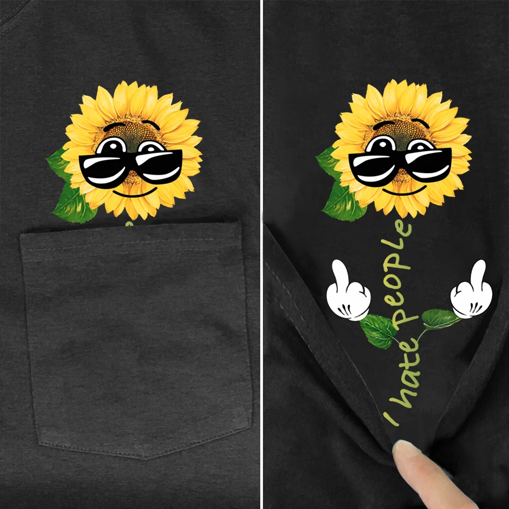 Sunflower I hate people pocket tee