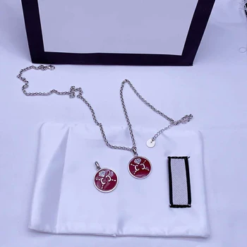 

1:1 Original Black and red enamel medal pendant S925 Sterling silver Necklace Women Luxury brands Jewelry Logo High-quality gift
