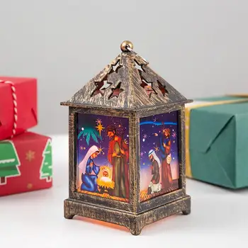 

Santa Claus Snowman Night Light Retro Wind Lantern Decoration Desktop Christmas Decorations Lights V4Z0