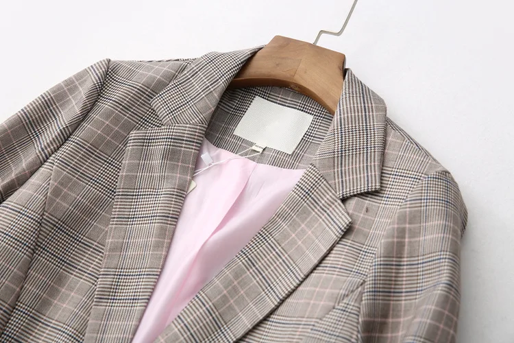 

Ie37 Autumn Clothing New England-Style Commuting Ol Fashion Elegant Versatile British-Style One-Button Plaid Suit Jacket