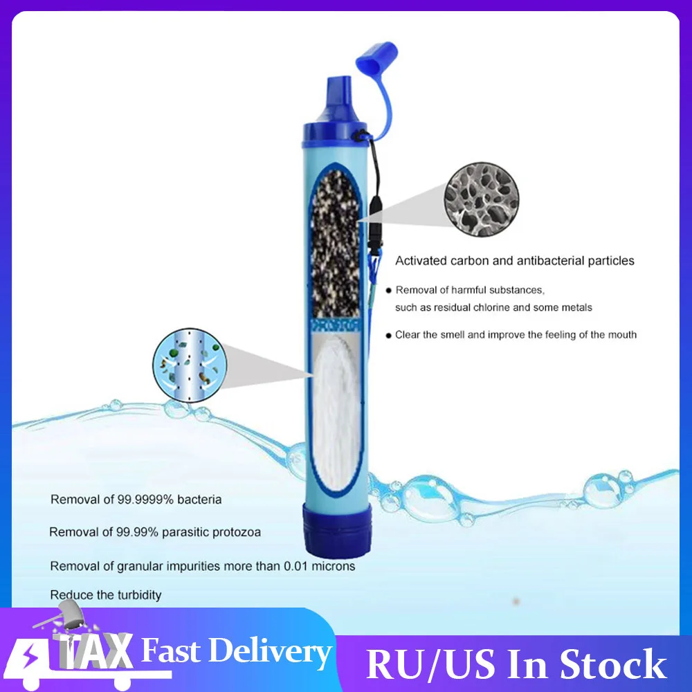 Purificador De Agua portátil para exteriores, Filtro De Agua para acampada, senderismo, supervivencia y emergencias