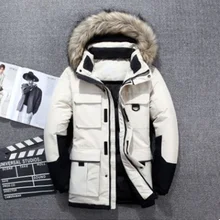 40 градусов белый утиный пух мужской пуховик Толстая зимняя новая Большая теплая парка с воротником из натурального меха водонепроницаемая ветрозащитная наивысшего качества