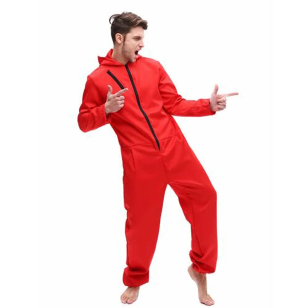 Banknote House Dali Dali Siamese Clothing Red Onesies Clown Costume Cosplay Halloween La Casa De Papel Face Mask Clothing (12)