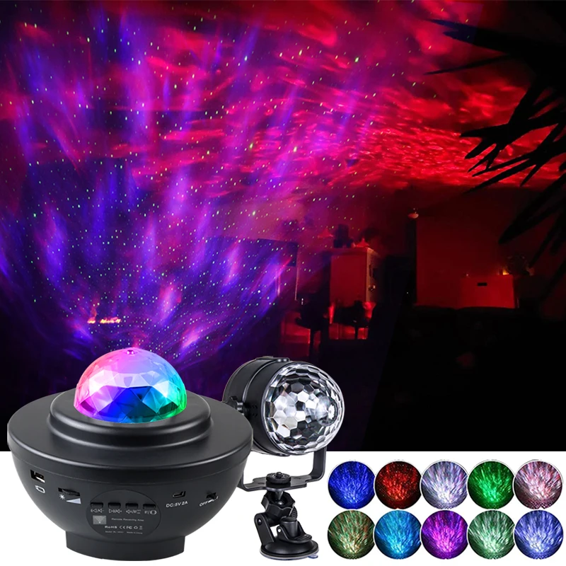 Colorido céu estrelado galaxy projetor nightlight criança blueteeth usb leitor de música estrela noite luz romântico lâmpada projeção presentes