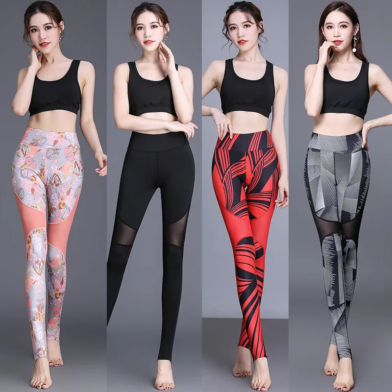 

Mesh Patchwork Women Print Leggings yoga pants High Waist Tight Fitness Quick Dry Jogger Running Casual Sweatpants Workout Pants