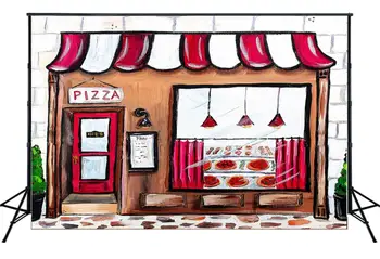 

HUAYI Pizza Shop Photo Background Baby Shower Decorations Banner Kids Birthday Party Photo Backdrop Studio Props W-3668