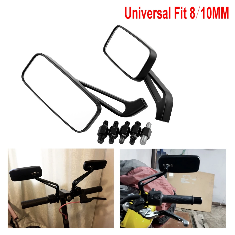 Motorcycle Rectangle Rear View Side Mirrors Set Kit For Harley Honda Kawasaki