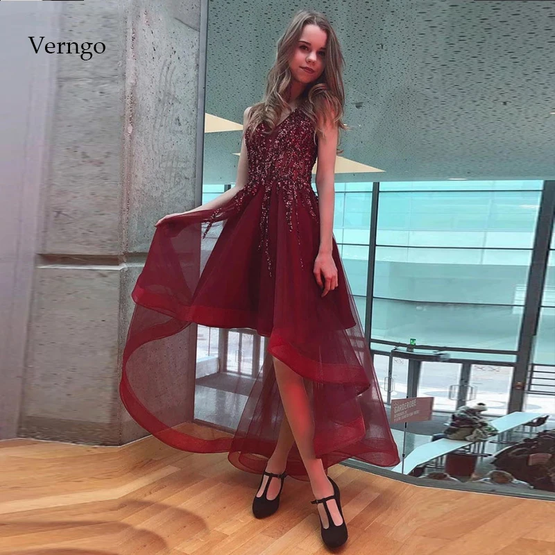 Платья для выпускного вечера Verngo, короткие простые вечерние платья, вечерние платья, Vestido Gala Mujer - Цвет: Красный