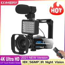 2021 4K 56MP Digital Video Camera Vlogging for YouTube with WiFi Fill Light 3.0 Inch HD Touch Screen 18X Digital Video Camcorder