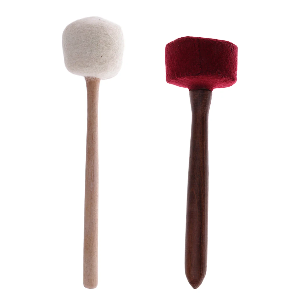  2pcs Handmade Felt Wood Handle Striker Mallet Tibetan for Singing Bowl Gong
