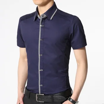

Summer Professional Shirt Men's Short Sleeve Slim Business Solid Color Shirt