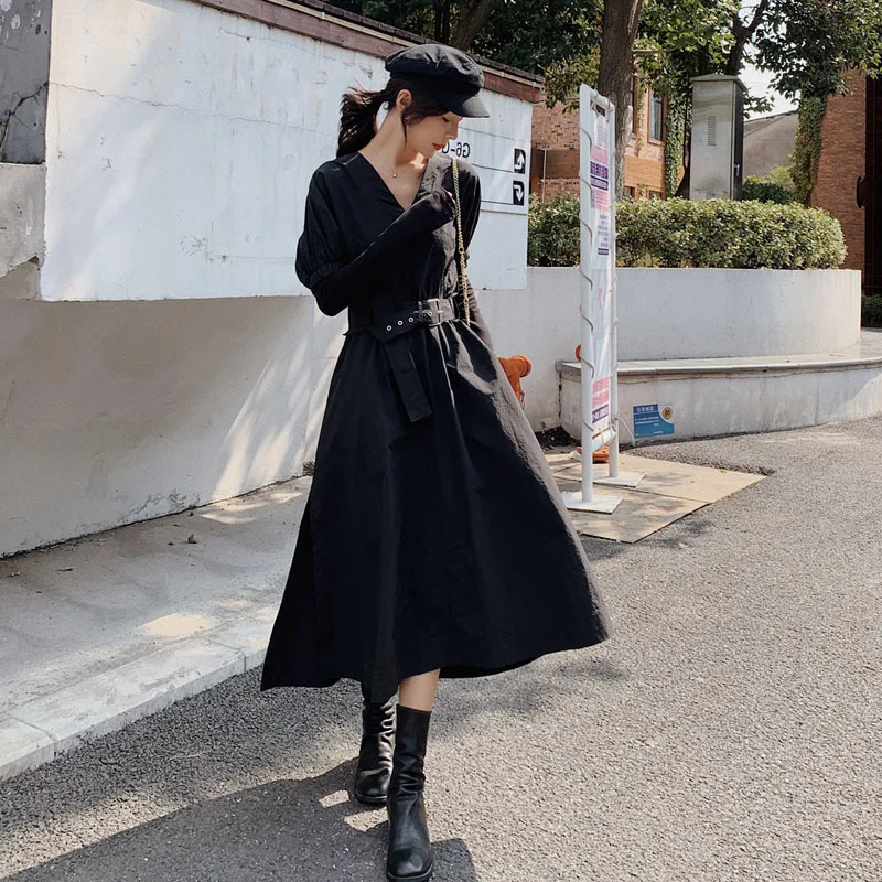 

Photo Shoot Skirt Female Spring 2020 New Style French Exta-long Waist Hugging Shirt Dress Fairy Immortal Retro Long Skirts