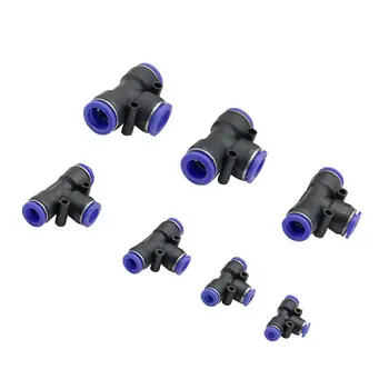 

3 Way T shaped Pneumatic Connector 4mm 6mm 8mm 10mm 12mm 14mm 16mm OD Pipe Push In Air Gas Slip Lock Quick Connector Adapters