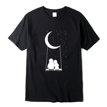 

Men t shirt 100% cotton short slleve funny moon print men T shirt casual summer loose men tshirt o-neck male t-shirt tee shirts