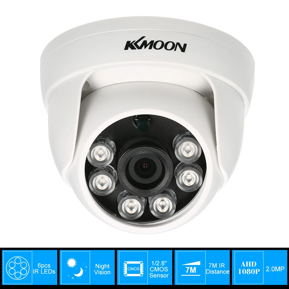

KKmoon 1080P AHD Dome CCTV Camera 2.0MP 1/2.8 CMOS 6pcs Array IR LEDS Night Vision IR-CUT Indoor Home Security PAL System
