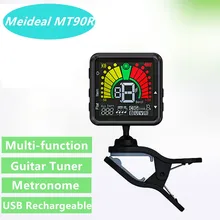 1x Meideal Portable Chromatic LED Clip On Guitar Tuner Metronome Digital Tuner USB For String Instruments LCD Display Rotatable