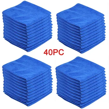 

40PC Blue 40X40cm Car Cleaning towel Detailing Mirofiber Soft Polish Cloth Towel soft Scratch free Quick dry lightweight 67