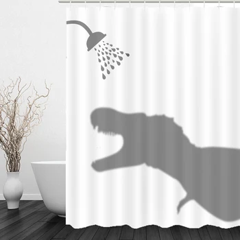 

Accessories No Fade Modern Thickened 3D Water Resistant Shower Curtain Simple Animal Shadow Mildewproof Bathroom Decor Odorless