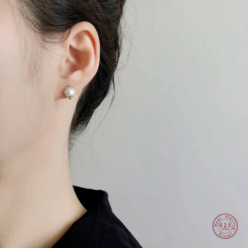 925 Sterling Silver European Shiny Crystal Stud Earrings r/TINFUNI