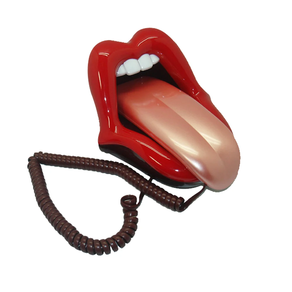 Red Mouth Telephone Wired Novelty Sexy Lip Phone Gift Cartoon Shaped Real  Corded Landline Home Office Phones Furniture Decor