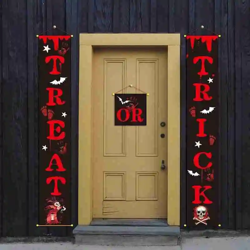 

Halloween Hanging Sign Trick Or Treat Banner For Home Office Porch Front Door Display Decorations