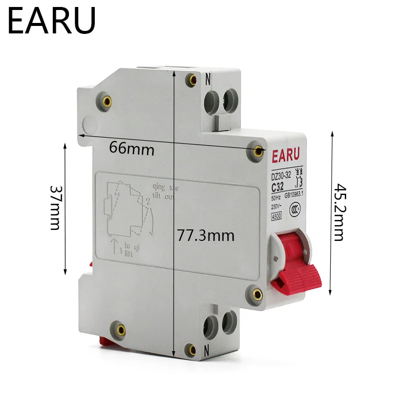 DZ30-32 Dpn 1P + N Mini Stroomonderbreker Mcb 6a 10a 16a 20a 25a 32a Din Rail Montage Uitsparing Miniatuur Huishoudelijke Luchtschakelaar Oem Diy