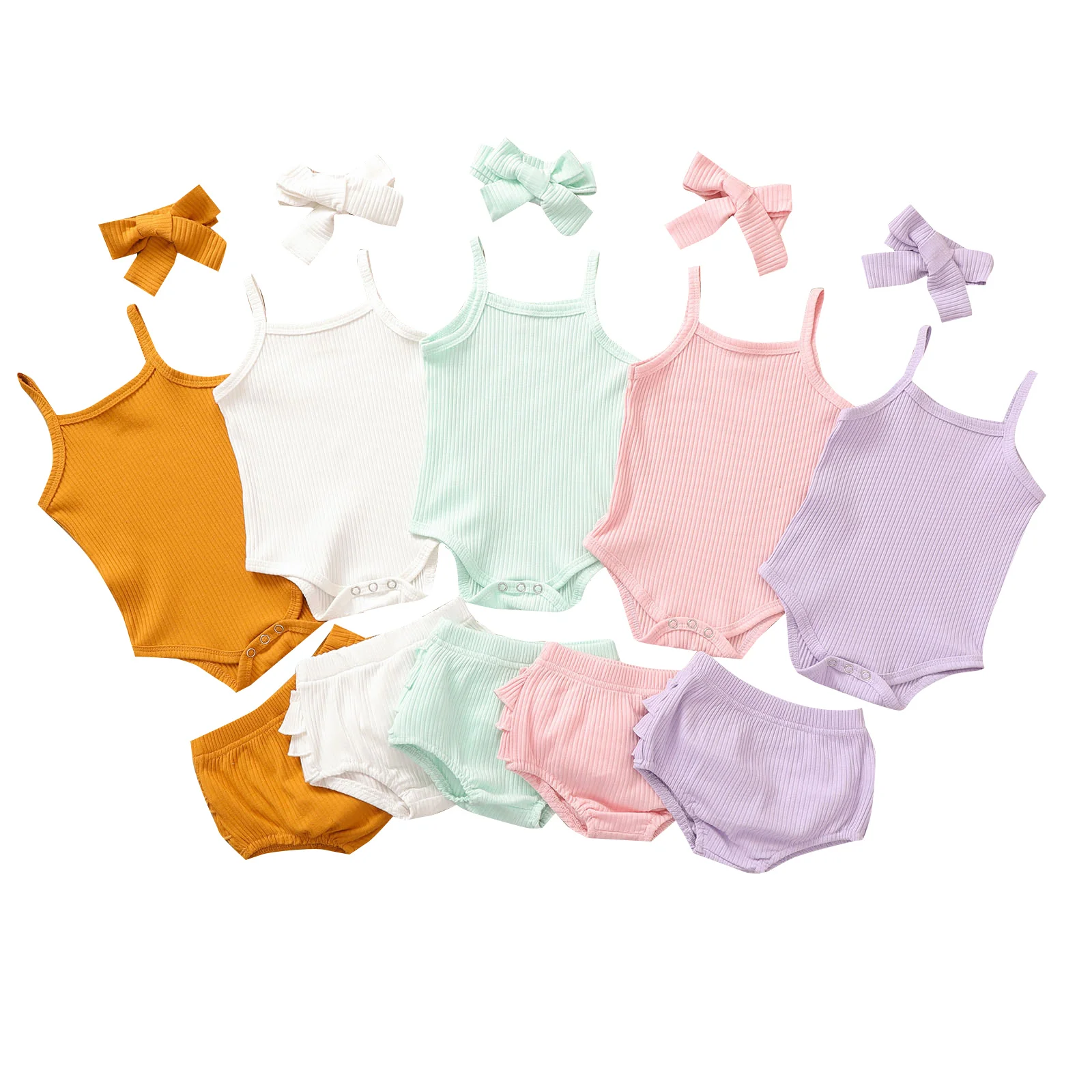 Pumphose Stirnband 3Pcs Baby Kleidung Neugeborene Mädchen Sets Body Tops 