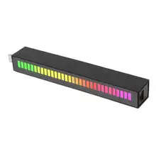 

RGB Sound Control Rhythm Lights 32 LEDs 18 Colors Noise Reduction USB Rechargeable RGB Light Bar