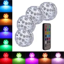 4 шт. с пультом дистанционного управления 10 Led Красочный светильник RGB погружной светильник подводный ночной Светильник наружное украшение