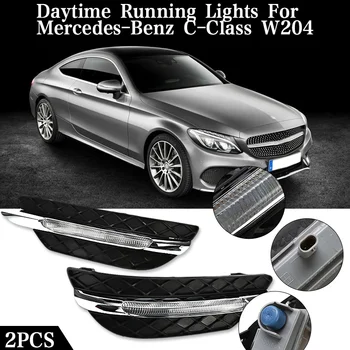 

1 Set 12V LED DRL White Daytime Running Light Amber Turn Signal Light Fog Lamps For Mercedes-Benz C-Class W204 2011 2012