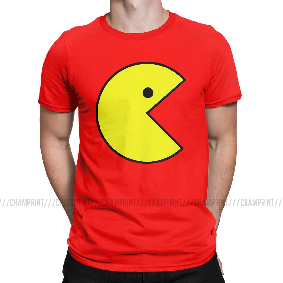 Винтажные футболки Pac-man, мужские хлопковые футболки с круглым вырезом, Pacman Pakkuman, ретро 80 s, аркадные игры, футболки с коротким рукавом, одежда для взрослых - Цвет: Красный