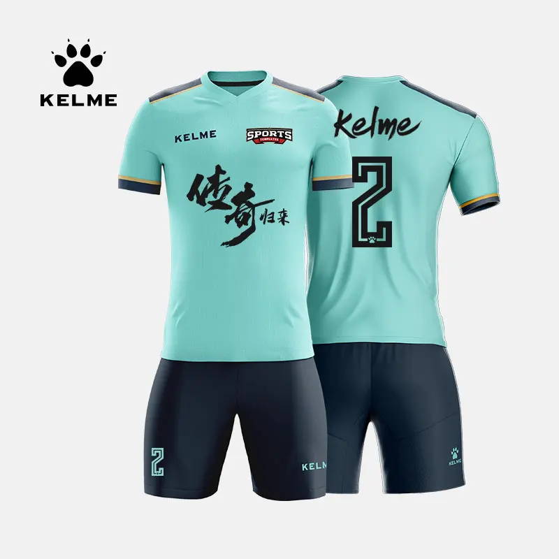 KELME Custom Men's Soccer Jersey Football Uniforms Summer Training Suits Original Team Jersey Short Sleeve Breathable 3871001