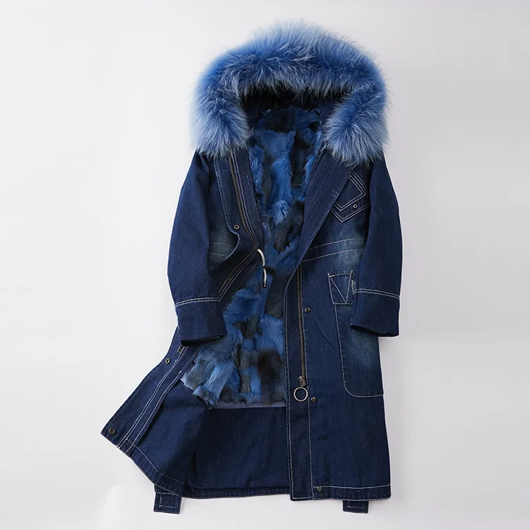 Yiwu New Arrival Removed Raccoon Fur Collar Fox Fur Liner Parka Overcoat Coat For Autumn And Winter Great Fur Coat - Цвет: Королевский синий