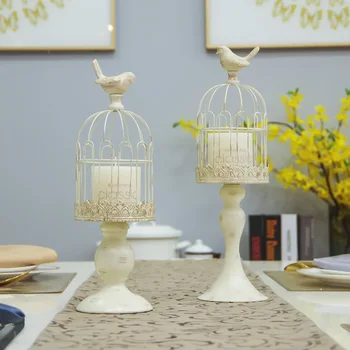 

European Style Retro Candle Holder Wrought Iron Bird Cage Candle Holder Decoration Wedding Restaurant Decoration Candle Holder