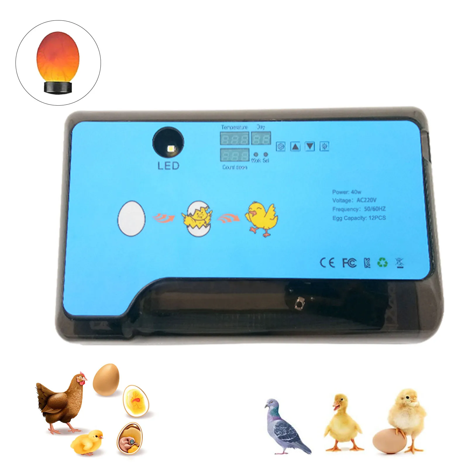 Incubadora de ovos 12-15, incubadora automática, máquina de ninhada, para galinha, pato, pássaro e codorna incubação, incubação da fazenda