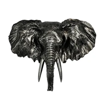 

Fashion Elephant Head Sculpture Wall Hanging Wild African Animal Statue Art and Craft Ornament for Home Pub Office Decor A667